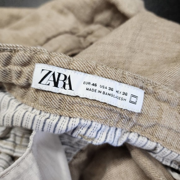 Zara Pants Zara Mens Linen Drawstring Pants Tan Size 36 Poshmark